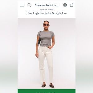 Abercrombie & Fitch Cream Ankle Straight Jeans